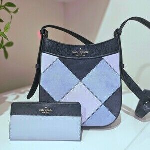 Kate spade North South crossbody patchwork suede wallet set